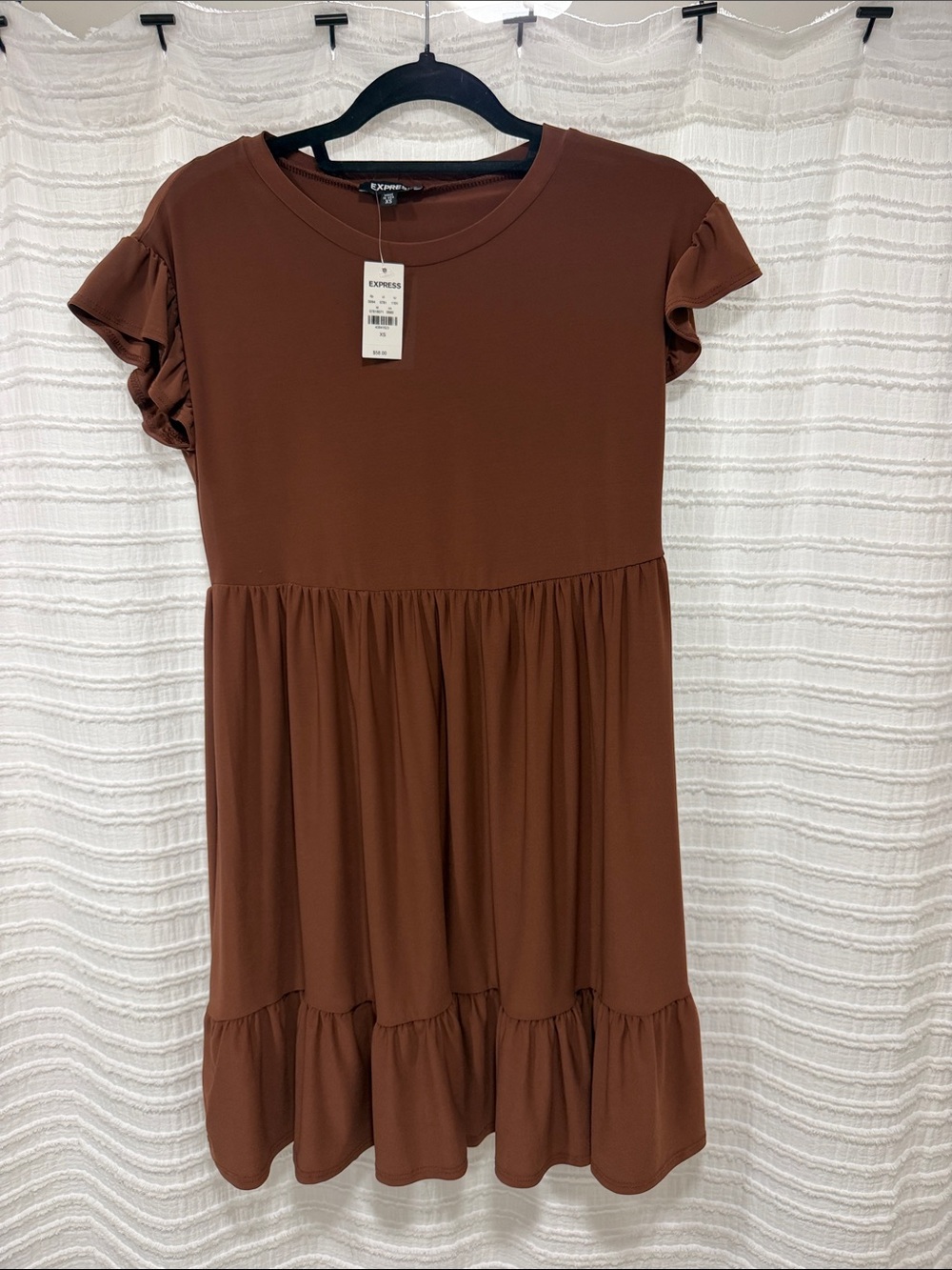 Express Kids Brown Ruffle-Sleeve Tiered Dress